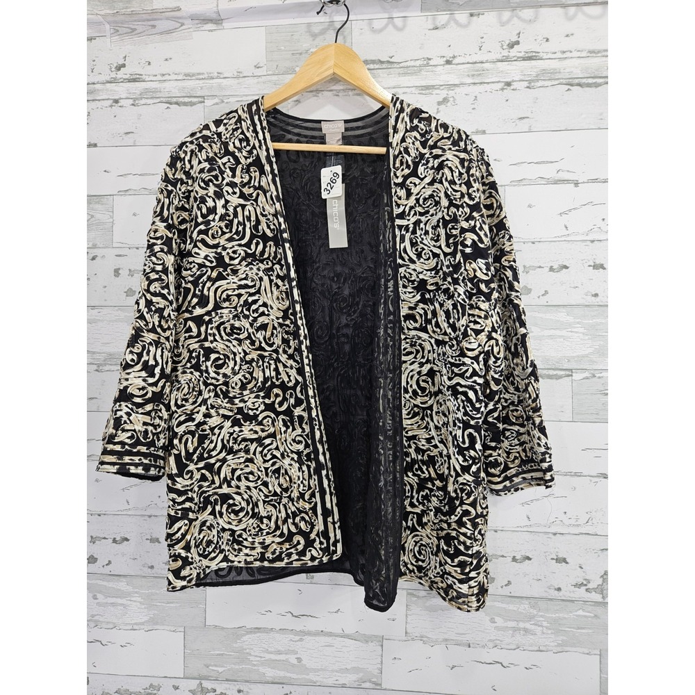 Chicos‎ Travelers Womens 2 Large Soutache Jacket Animal Print